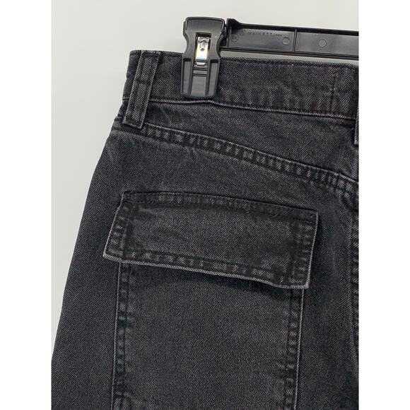 ASOS DESIGN Women’s Black Denim Straight-Leg Relaxed-Fit Cargo Jeans SZ 25 - Picture 6 of 10